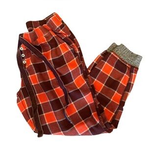 Aerie Plaid Jogger Lounge Pants Red Brown Elastic Waist Kids Approx Age 7–8
